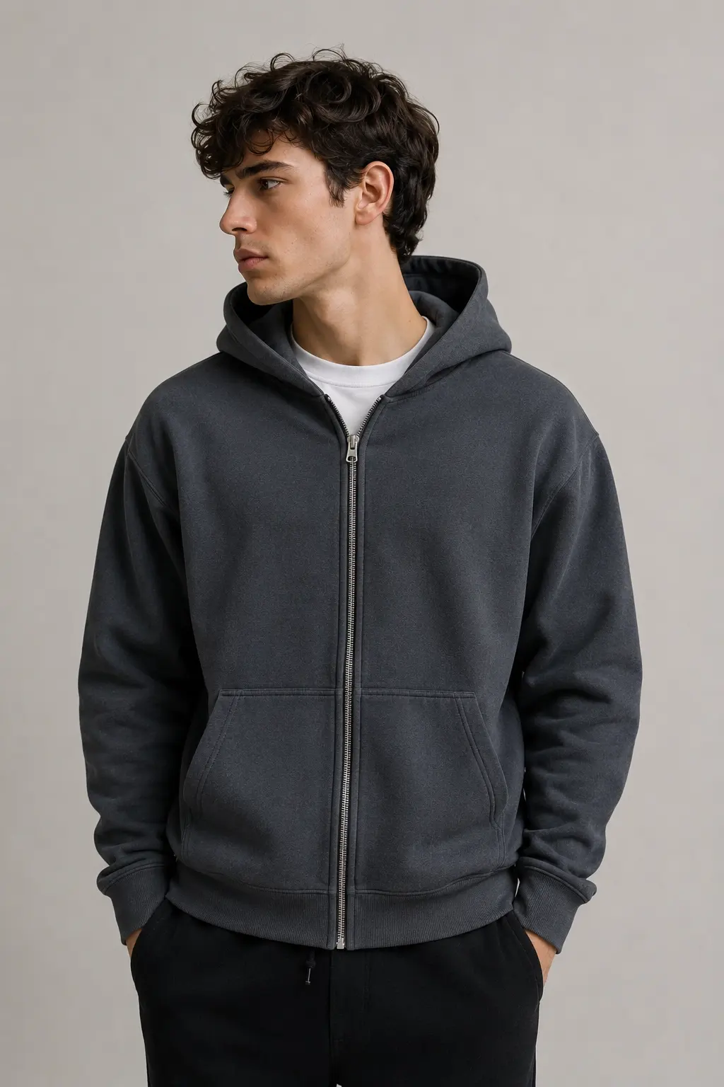 Basic zip-up hoodie for private label fashion brands