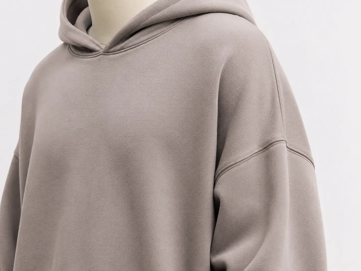 Dropped shoulder detail on custom oversized hoodie