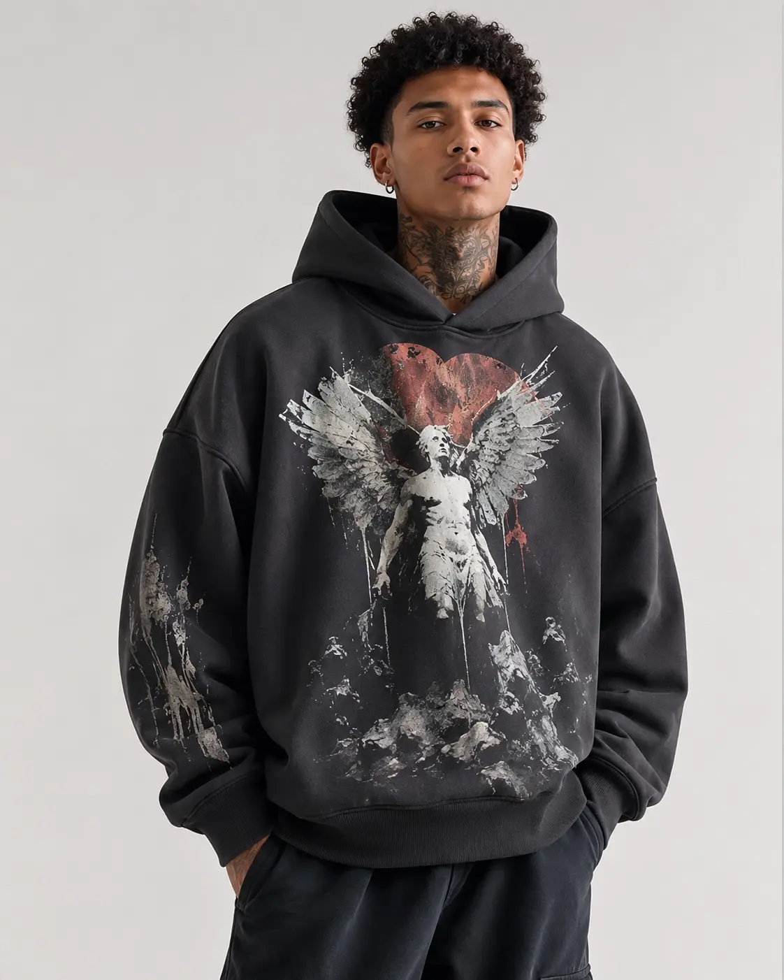 Graphic oversized hoodie with bold front print for streetwear brands