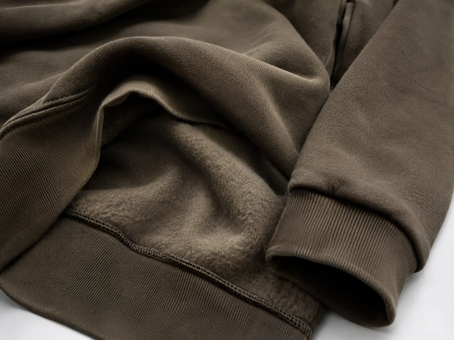 Heavyweight fleece fabric close-up for oversized hoodie manufacturing