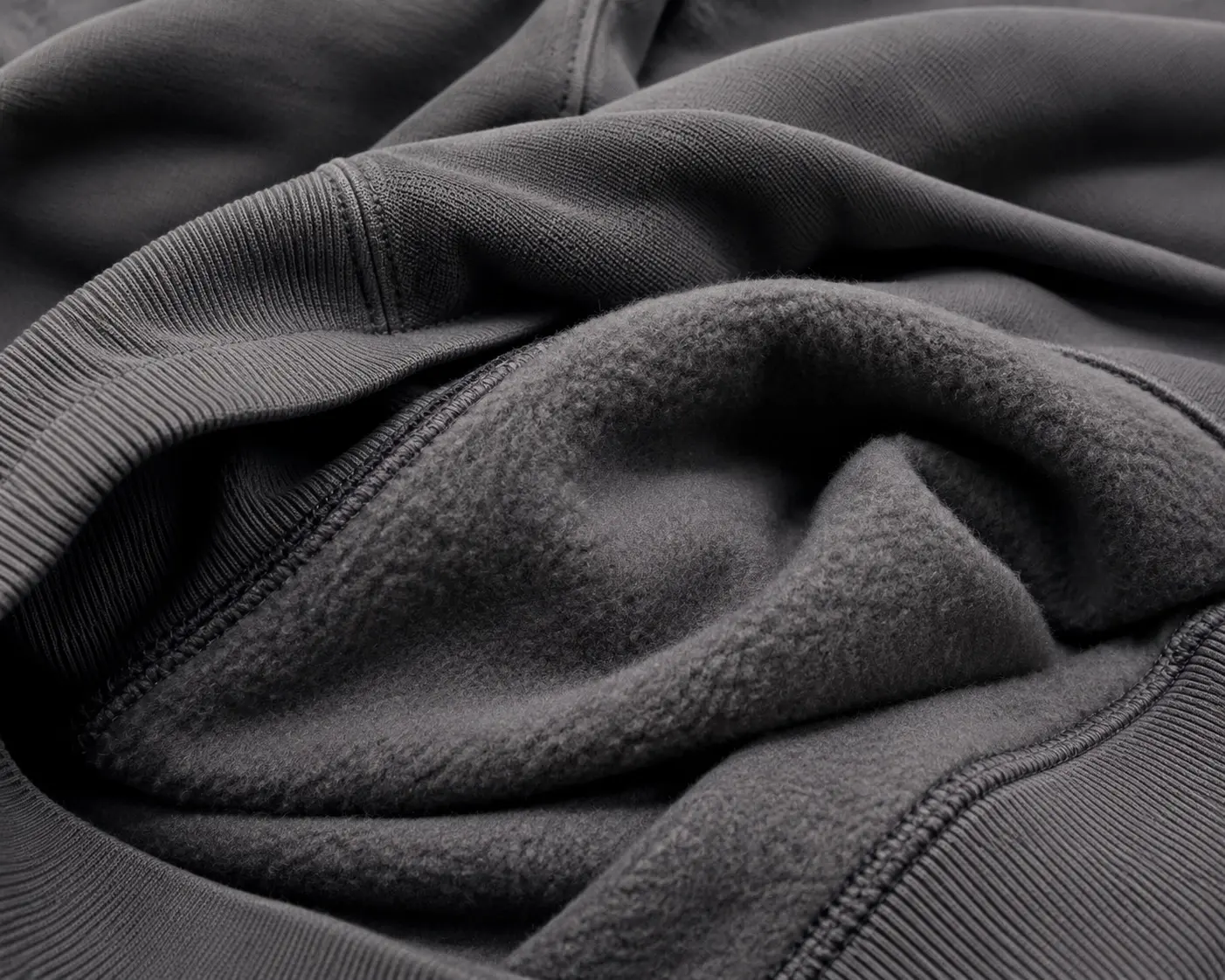 Heavyweight fleece fabric close-up for pullover hoodie manufacturing