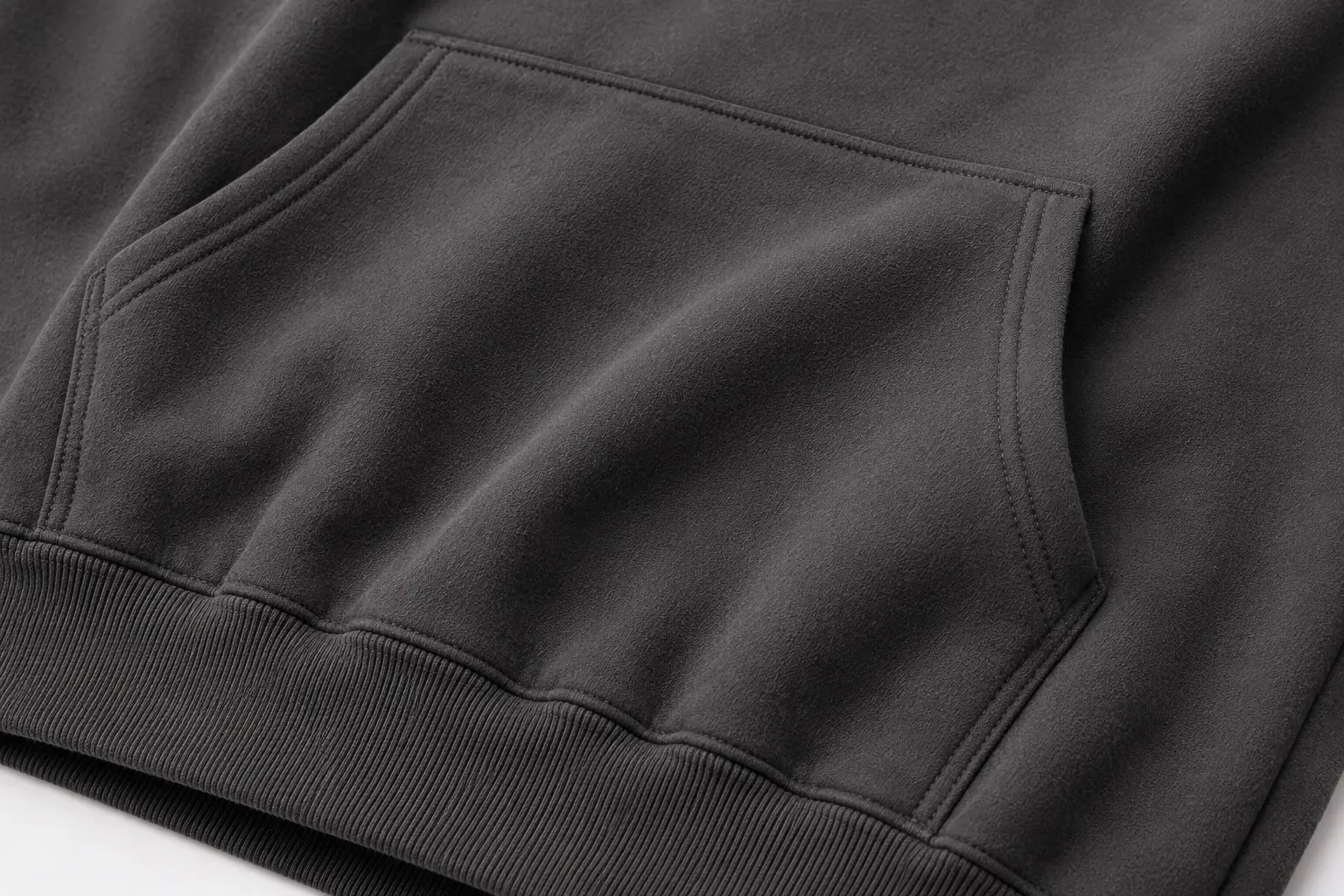 Kangaroo pocket detail on custom pullover hoodie
