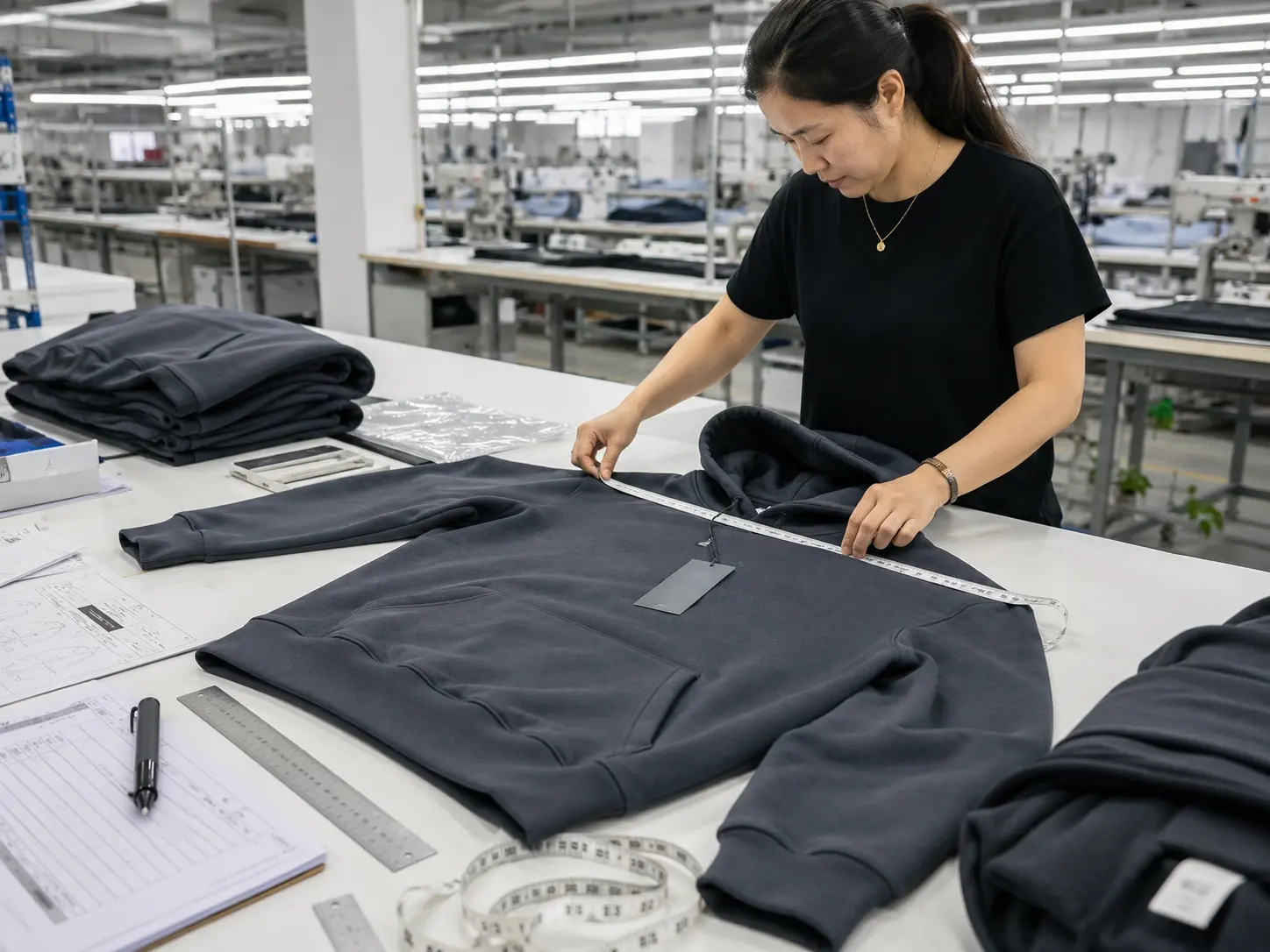 Quality control and private label inspection for heavyweight hoodies