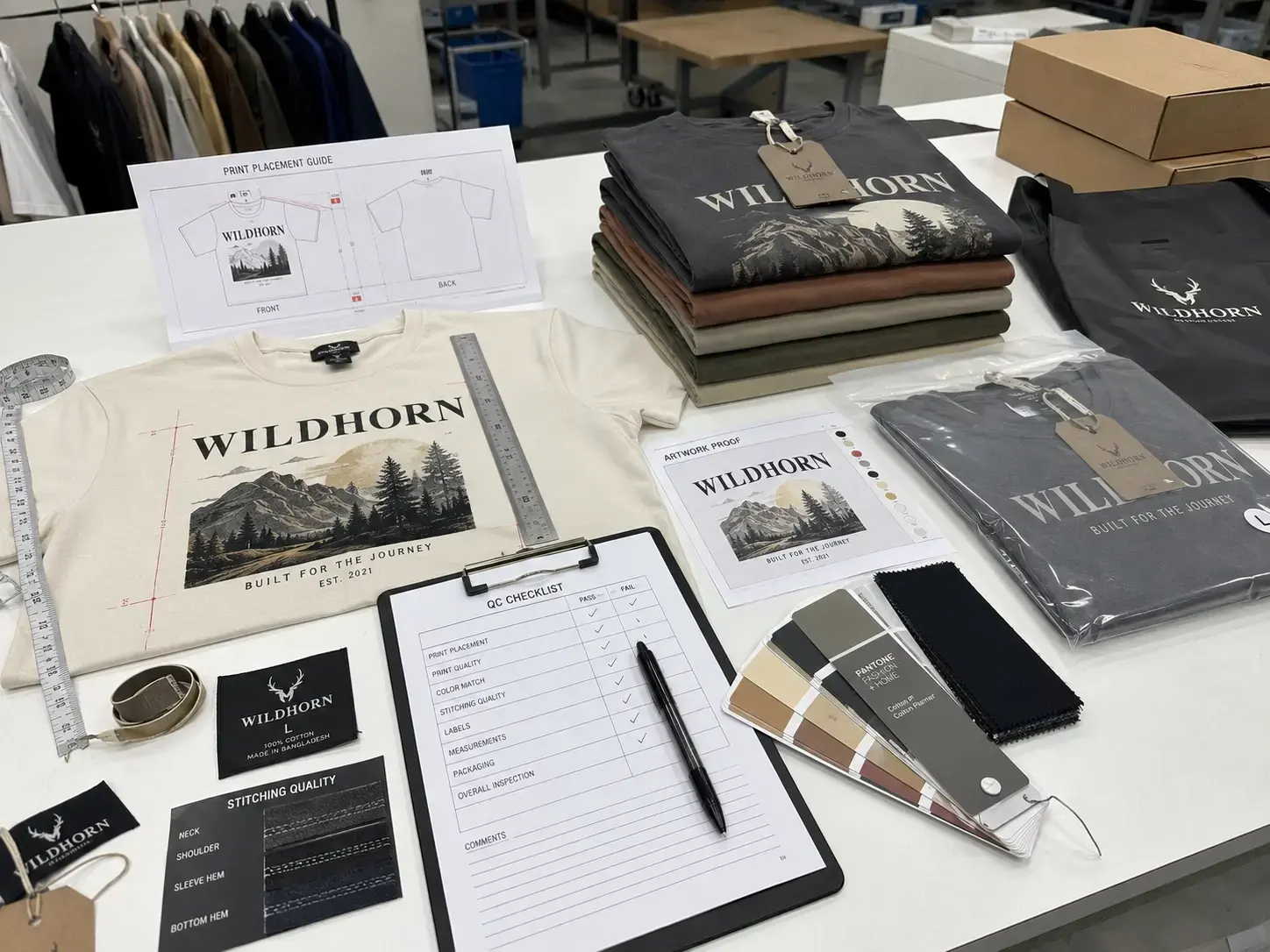 Quality control inspection for custom graphic T-shirt production