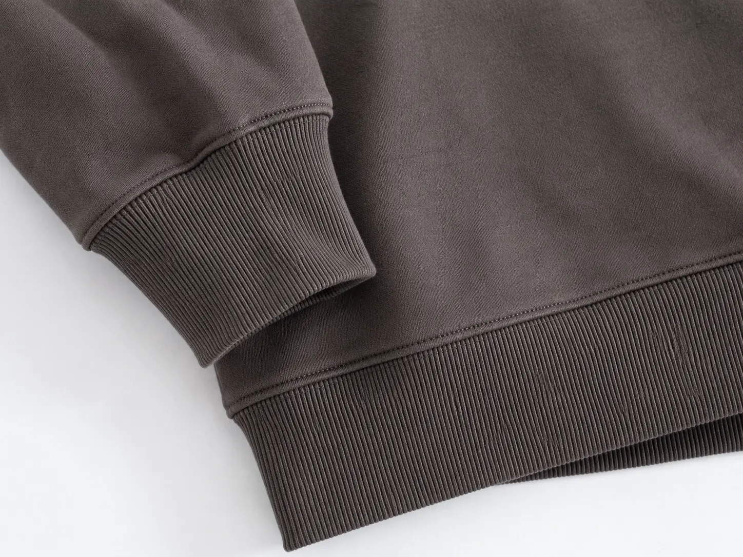 Rib hem and cuff balance on custom oversized hoodie