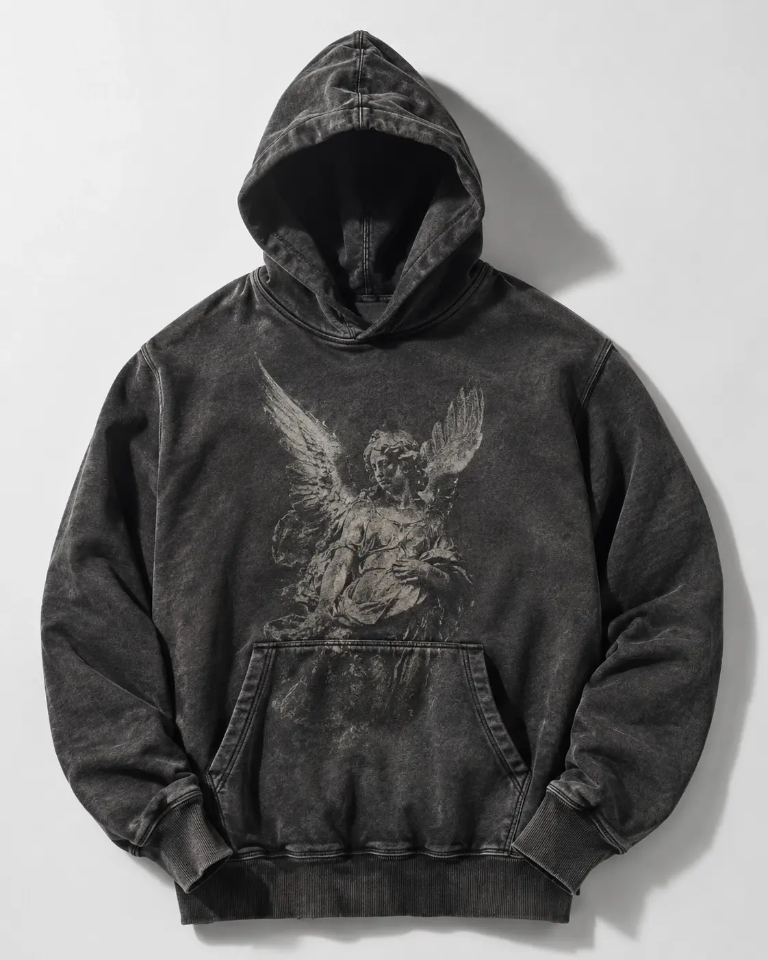 Washed graphic hoodie with faded print effect for streetwear brands