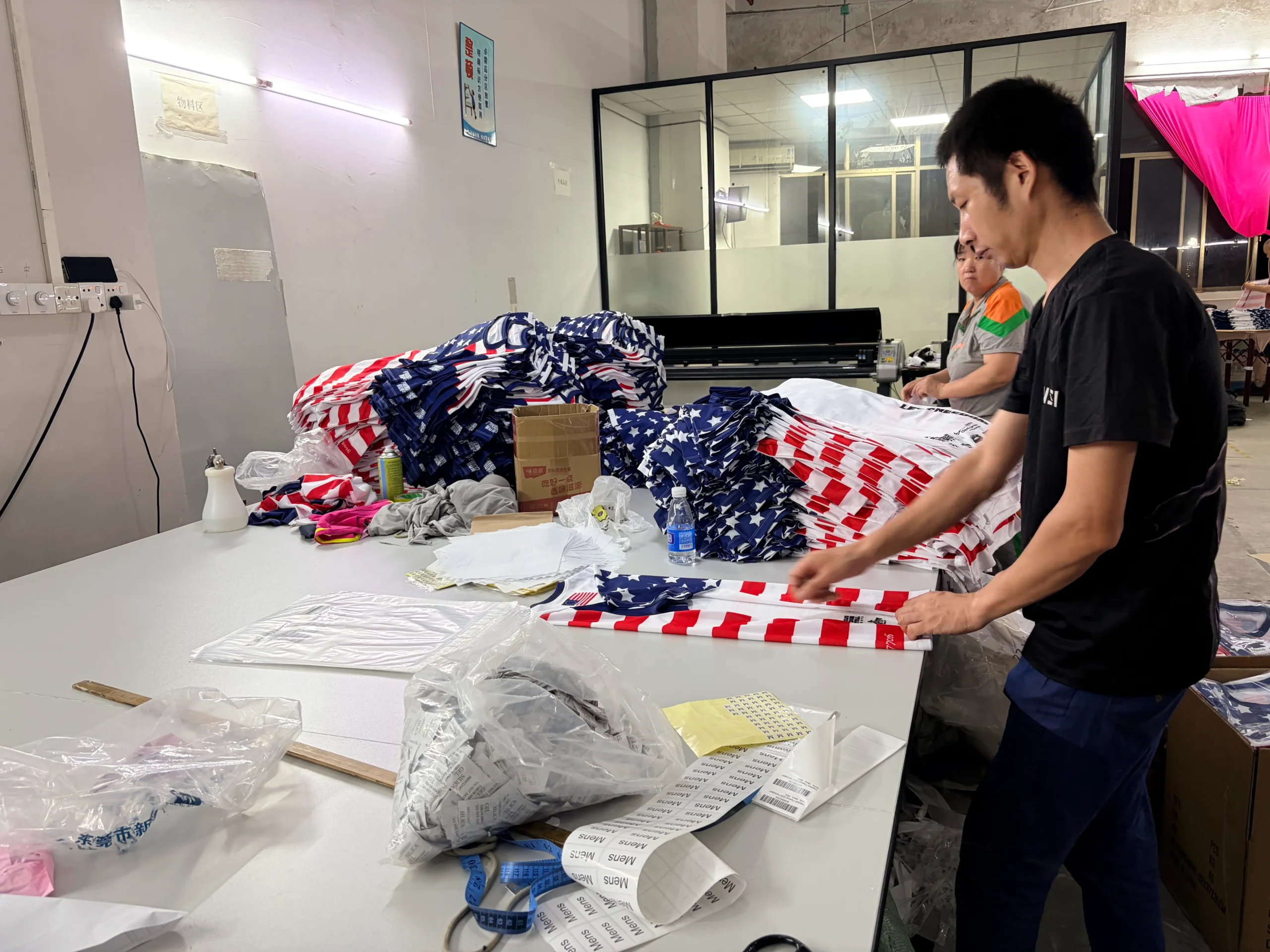Garment checking and packing area in factory