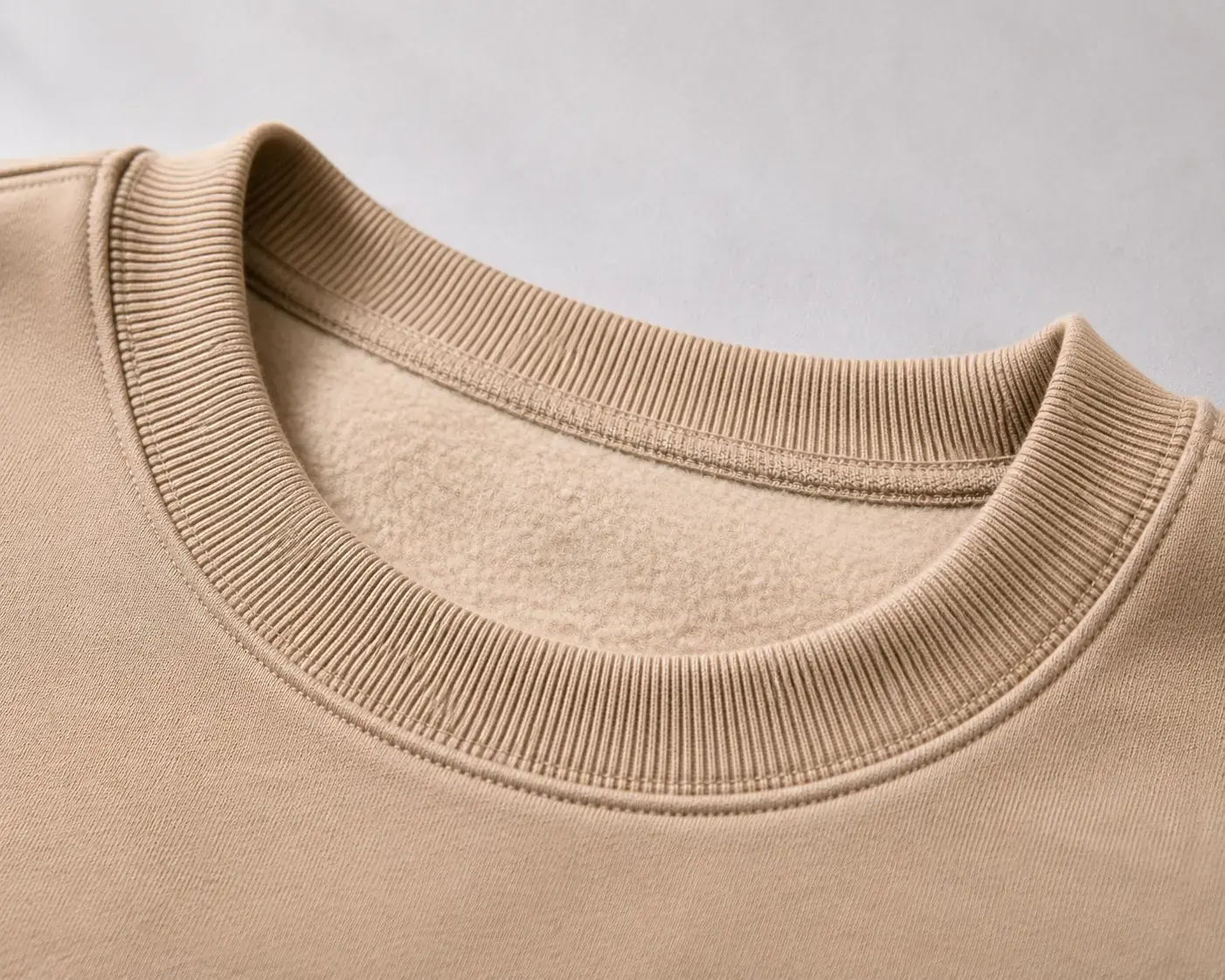 Crewneck neckline rib detail for custom sweatshirt sets