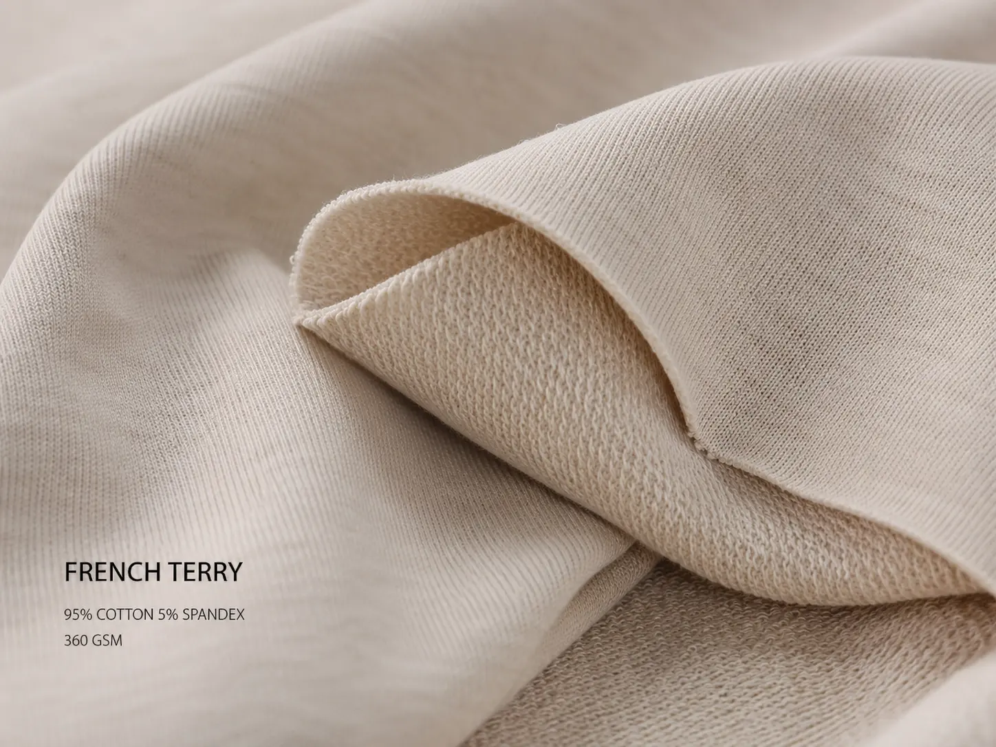 French terry fabric texture for custom zip-up tracksuit