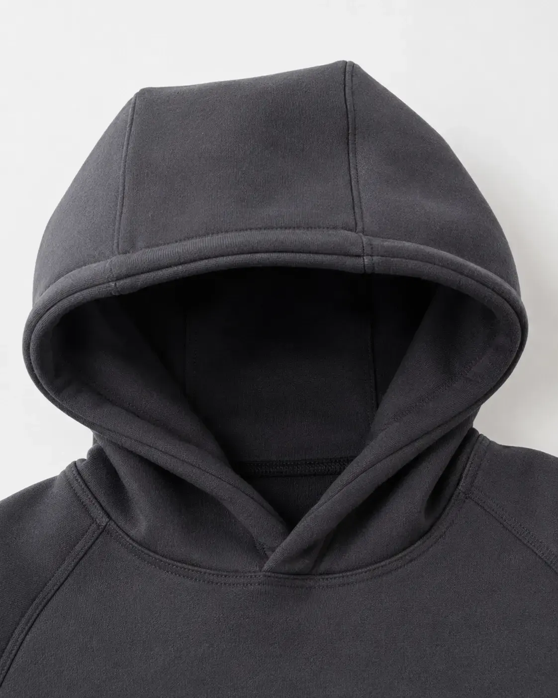 Hood shape construction detail for custom hoodie tracksuits