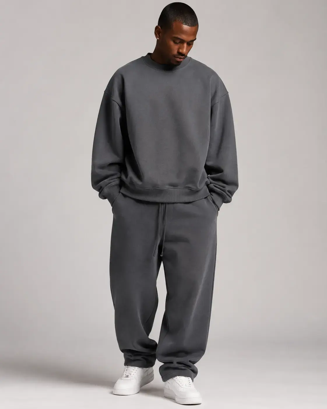Oversized custom sweatshirt set with dropped shoulder and relaxed sweatpants