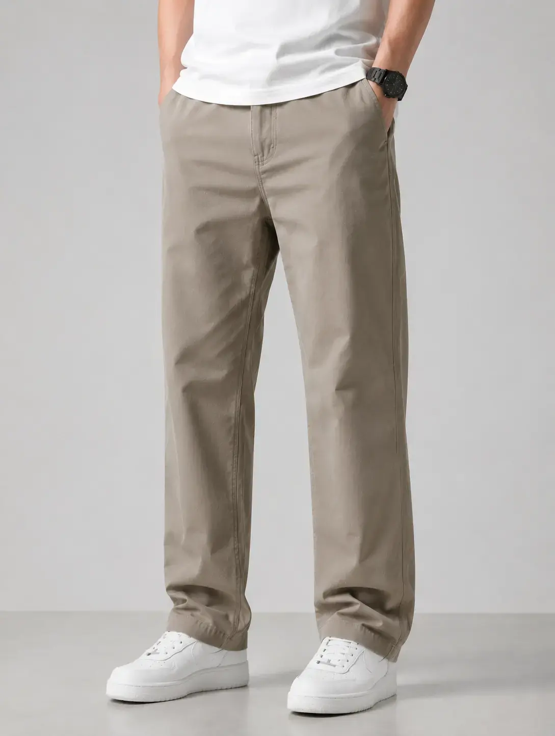 Straight fit casual pants with balanced leg shape