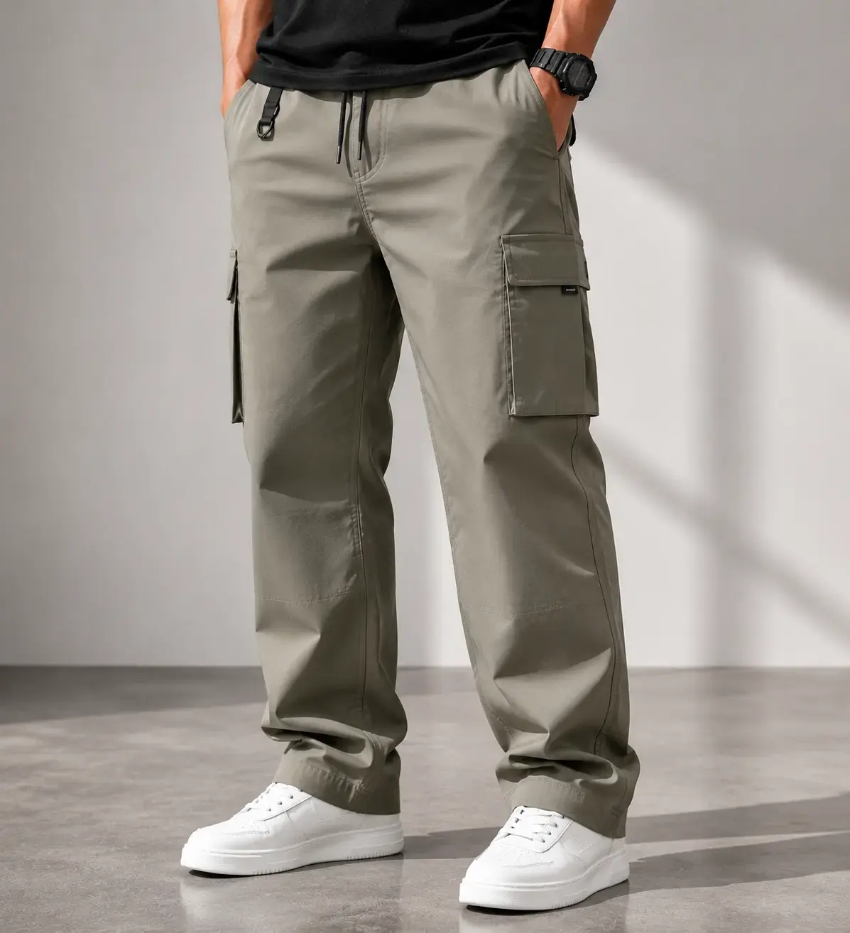 Tactical cargo pants with functional pocket construction and reinforced details