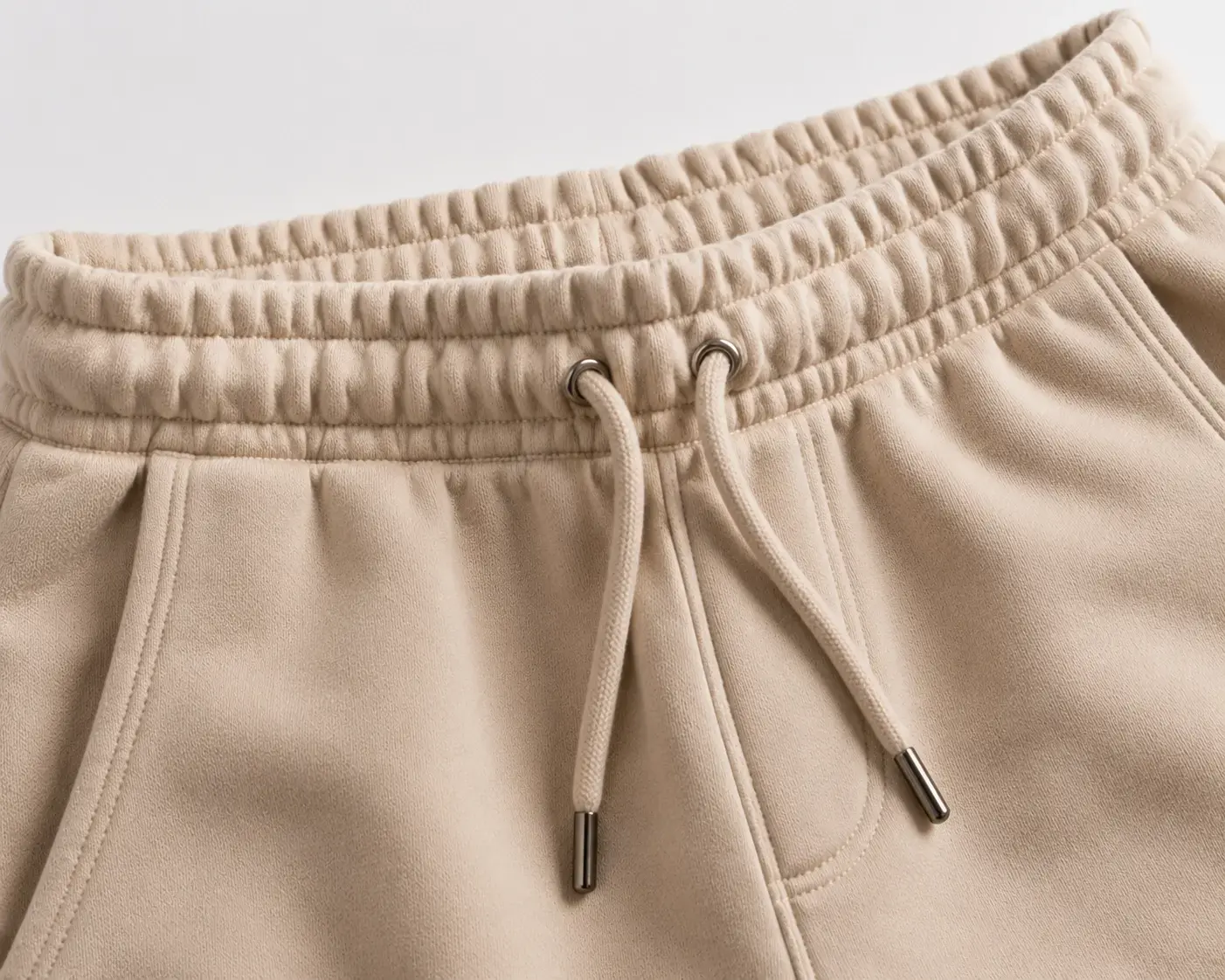 Sweatpants waistband and drawcord detail for hoodie tracksuit set