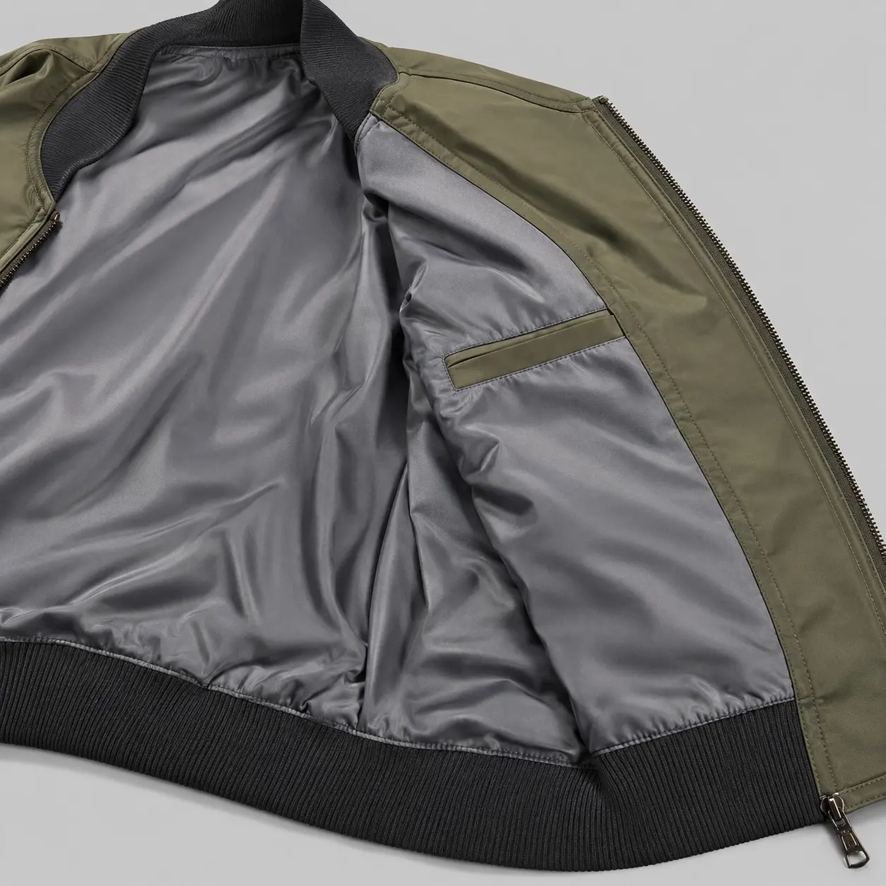 Custom bomber jacket internal lining detail