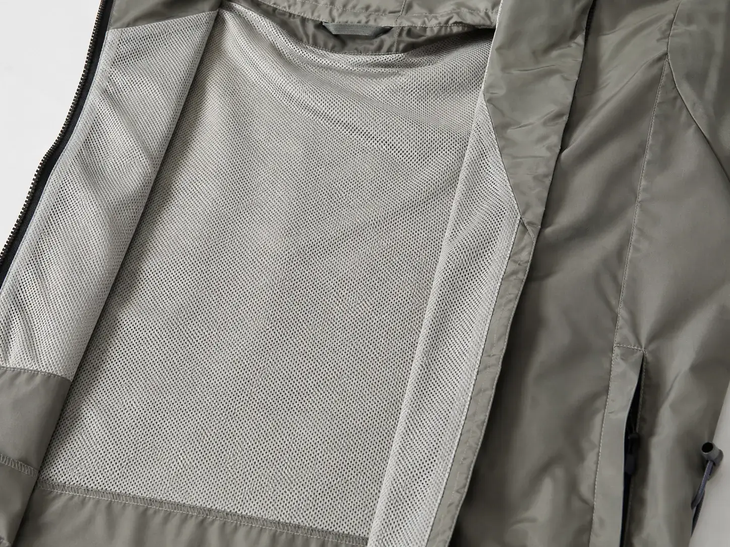 Breathable mesh lining inside custom windbreaker jacket