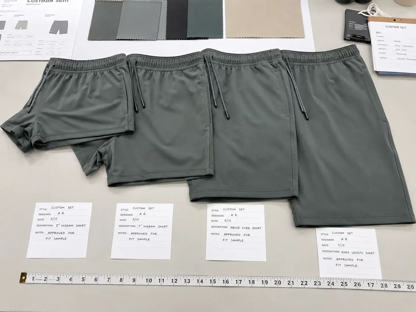 Shorts inseam length options for custom short sets