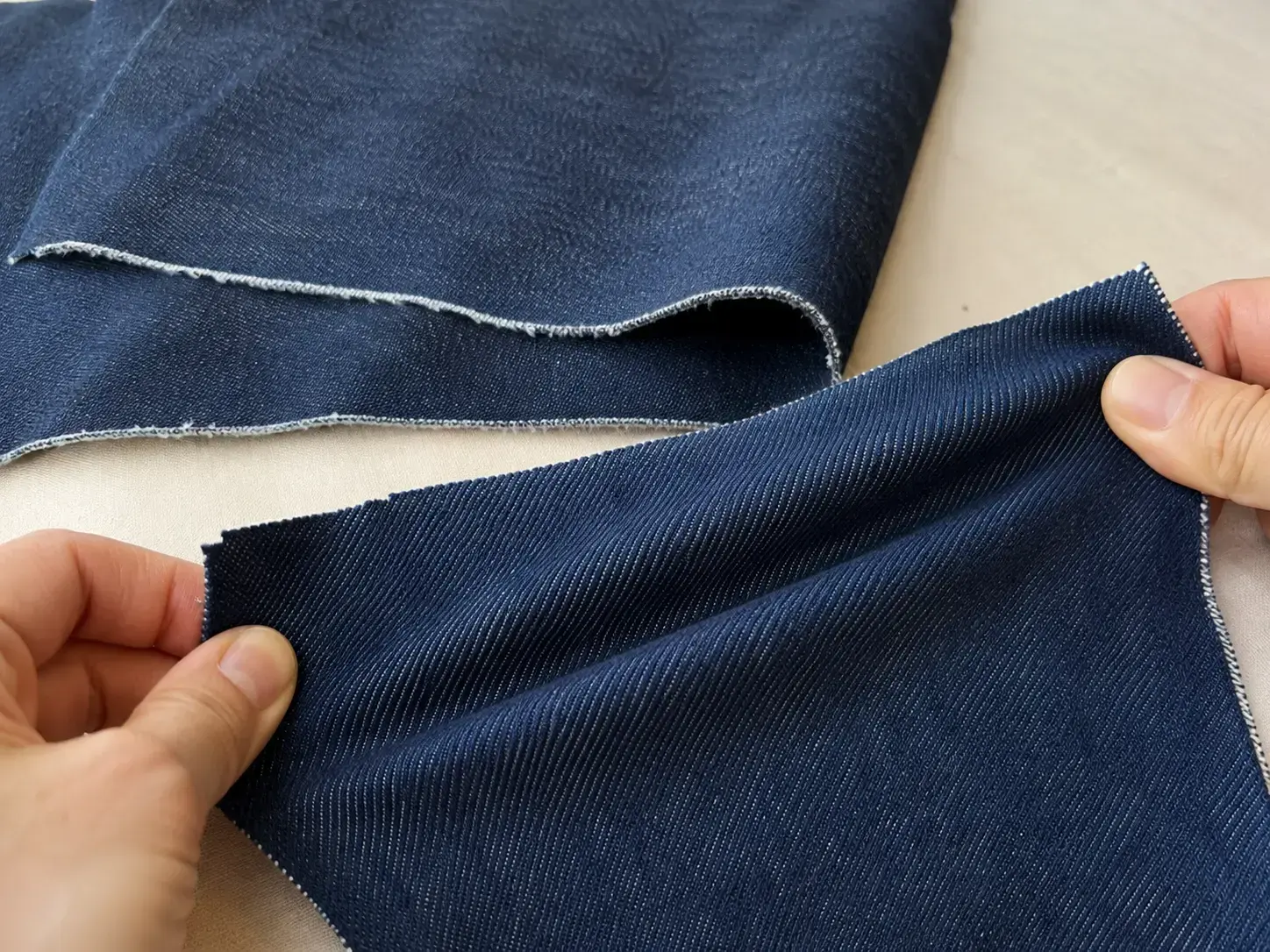 Rigid and stretch denim fabric for custom denim jeans